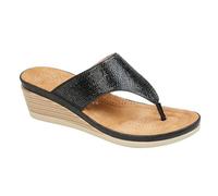 Cipriata L238A-6 SANDRA Womens Toe Post Diamonte Wedge Sandal Black Sparkle size 6 UK