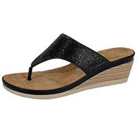Cipriata L238A-7 SANDRA Womens Toe Post Diamonte Wedge Sandal Black Sparkle size 7 UK