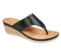Cipriata L238A Womens Summer Beach Walking Toe Post Diamonte Dress Wedge Sandals
