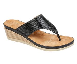 Cipriata L238A Womens Summer Beach Walking Toe Post Diamonte Dress Wedge Sandals