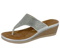 Cipriata L238FS-3 SANDRA Womens Toe Post Diamonte Wedge Sandal Silver Sparkle size 3 UK