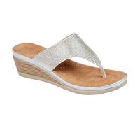 Cipriata L238FS-8 SANDRA Womens Toe Post Diamonte Wedge Sandal Silver Sparkle size 8 UK
