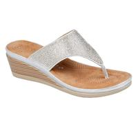 Cipriata L238FS-3 SANDRA Womens Toe Post Diamonte Wedge Sandal Silver Sparkle size 3 UK