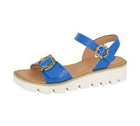 Cipriata L282C-4 MIMI Womens Halter Back Twin Buckle Wedge Sandal Blue PU size 4