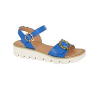 Cipriata L282C-6 MIMI Womens Halter Back Twin Buckle Wedge Sandal Blue PU size 6