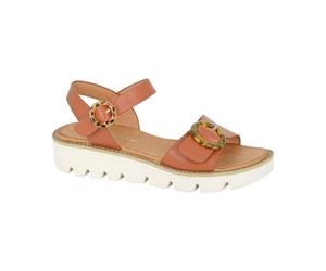 Cipriata L282LT-6 MIMI Womens Halter Back Twin Buckle Wedge Sandal Tan PU, size 6