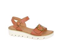 Cipriata L282LT-7 MIMI Womens Halter Back Twin Buckle Wedge Sandal Tan PU, size 7