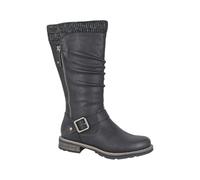 Cipriata L343A-8 Alisa, Womens Zip and Buckle High Leg Boot. TPR Sole Black size 8 UK