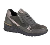 Cipriata L363F-3 ADA, Womens Zip Wedge Heel Glamour Trainers, Grey/Pewter,Size 3 UK