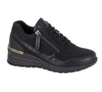 Cipriata L363A-3 ADA, Womens Zip Wedge Heel Glamour Trainers, Black,Size 3 UK