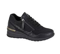Cipriata L363A-5 ADA, Womens Zip Wedge Heel Glamour Trainers, Black,Size 5 UK