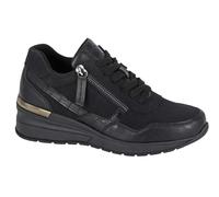 Cipriata L363A-3 ADA, Womens Zip Wedge Heel Glamour Trainers, Black,Size 3 UK