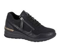 Cipriata L363A-3 ADA, Womens Zip Wedge Heel Glamour Trainers, Black,Size 3 UK
