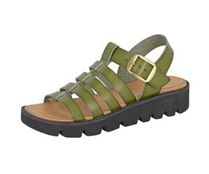 Cipriata L415E-3 Womens T-Bar Halter Wedge Sandals Green, size 3