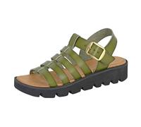 Cipriata L415E- Womens T-Bar Halter Wedge Sandals Green, size7