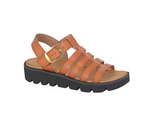 Cipriata L415LT-4 Womens T-Bar Halter Wedge Sandals Tan, size 4