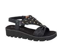 Cipriata L417A-5 'Salvia' Womens Floral Elasticated Sling Back Sandals Black PU, size 5