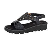 Cipriata L417A-8 'Salvia' Womens Floral Elasticated Sling Back Sandals Black PU, size8