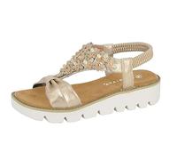 Cipriata L417BG-4 'Salvia' Womens Floral Elasticated Sling Back Sandals Gold PU, size 4