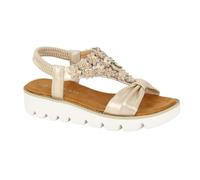 Cipriata L417BG-5 'Salvia' Womens Floral Elasticated Sling Back Sandals Gold PU, size 5