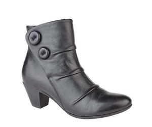 Cipriata L5045A Ladies Ruched Vamp Inside Zip Button Ankle Boot