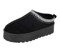 Cipriata L570 DANILLA Womens Platform Mule with Faux Fur Lining (Black Microfibre, UK Footwear Size System, Adult, Women, Numeric, Medium, 4)