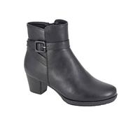 Cipriata L612 CLODIA Womens Inside Zip Buckle Strap Ankle Boots (Black PU, UK Footwear Size System, Adult, Women, Numeric, Medium, 6)