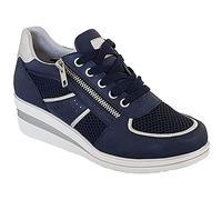 Cipriata L625 JONE Ladies Lace/Zip Trainers Silver Metallic (Navy, Numeric_5)