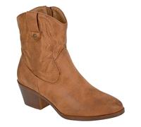 Cipriata Ankle Boot L717 BERTILLA, Inside Zip Western Cowgirl, Tan Microfibre, Women's UK 4