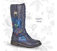 Cipriata Ladies Biker Boots Floral High Leg Faux Fur Autumn Festival Women Shoes