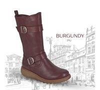 Cipriata Ladies Biker Boots Mid Calf Buckle Thermal Faux Fur Autumn Womens Shoes