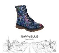 Cipriata Ladies Floral Boots Lace-Up Combat Vintage Festival Womens Shoes Girls