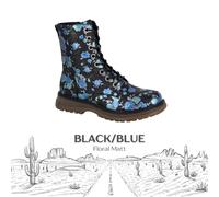 Cipriata Ladies Floral Boots Lace-Up Combat Vintage Festival Womens Shoes Girls