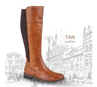 Cipriata Ladies Leather Boots Wide Calf Memory Foam High Leg Fleece Lining