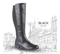 Cipriata Ladies Leather Boots Wide Calf Memory Foam High Leg Fleece Lining