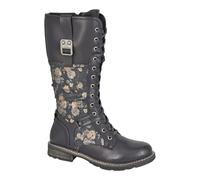 Cipriata Ladies Mid Calf Boots Zip Up Memory Foam Women Black Ankle Biker Shoes
