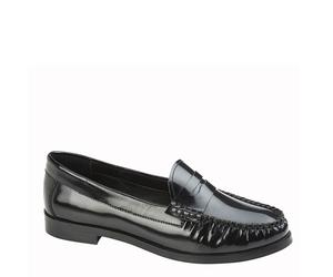 Cipriata Nicolina Ladies' Black Patent Saddle Flat Penny Loafers