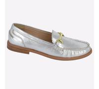 Cipriata Nicolosa Womens Dress Casual Fashion Slip On Leather Loafers Silver