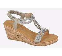 Cipriata Ora L524 Ladies Jewelled Elasticated Sling Back Smart Sandal (Pewter, UK Footwear Size System, Adult, Women, Numeric, Medium, 5)
