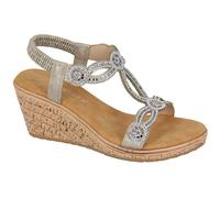 Cipriata Ora L524 Ladies Jewelled Elasticated Sling Back Smart Sandal (Pewter, UK Footwear Size System, Adult, Women, Numeric, Medium, 7)
