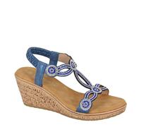 Cipriata Ora Ladies' Jewelled Elasticated Sling Back Wedge Heeled Sandals