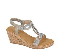 Cipriata Ora Ladies' Jewelled Elasticated Sling Back Wedge Heeled Sandals