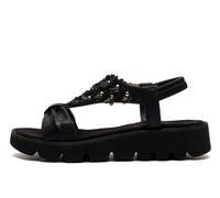 Cipriata L417A-4 'Salvia' Womens Floral Elasticated Sling Back Sandals Black PU, size 4