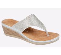 Cipriata L238FS-4 SANDRA Womens Toe Post Diamonte Wedge Sandal Silver Sparkle size 4 UK
