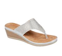 Cipriata L238FS-6 SANDRA Womens Toe Post Diamonte Wedge Sandal Silver Sparkle size 6 UK