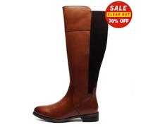 Cipriata Silvia Womens MEMORY FOAM Leather Fashion Dress Knee High Boots Tan