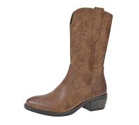 Cipriata Women's Cowgirl Boots Wanda L447BT-3 - Memory Foam, Inside Zip, Tan PU - UK 3
