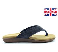 Cipriata Womens Alcee Diamante Toe Post Sandals Girls Glitter Sandals Navy Blue