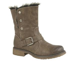 Cipriata Womens Andreana Press Stud Fold Down Biker Style Leather Boot - Brown - 9 UK - Brown - 25% PU Leather/25% Textile/25% Memory foam/25% TPR
