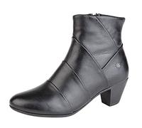 Cipriata Womens Ladies Real Leather Memory Foam Mid Heel Zip Ankle Boots Black Size 3